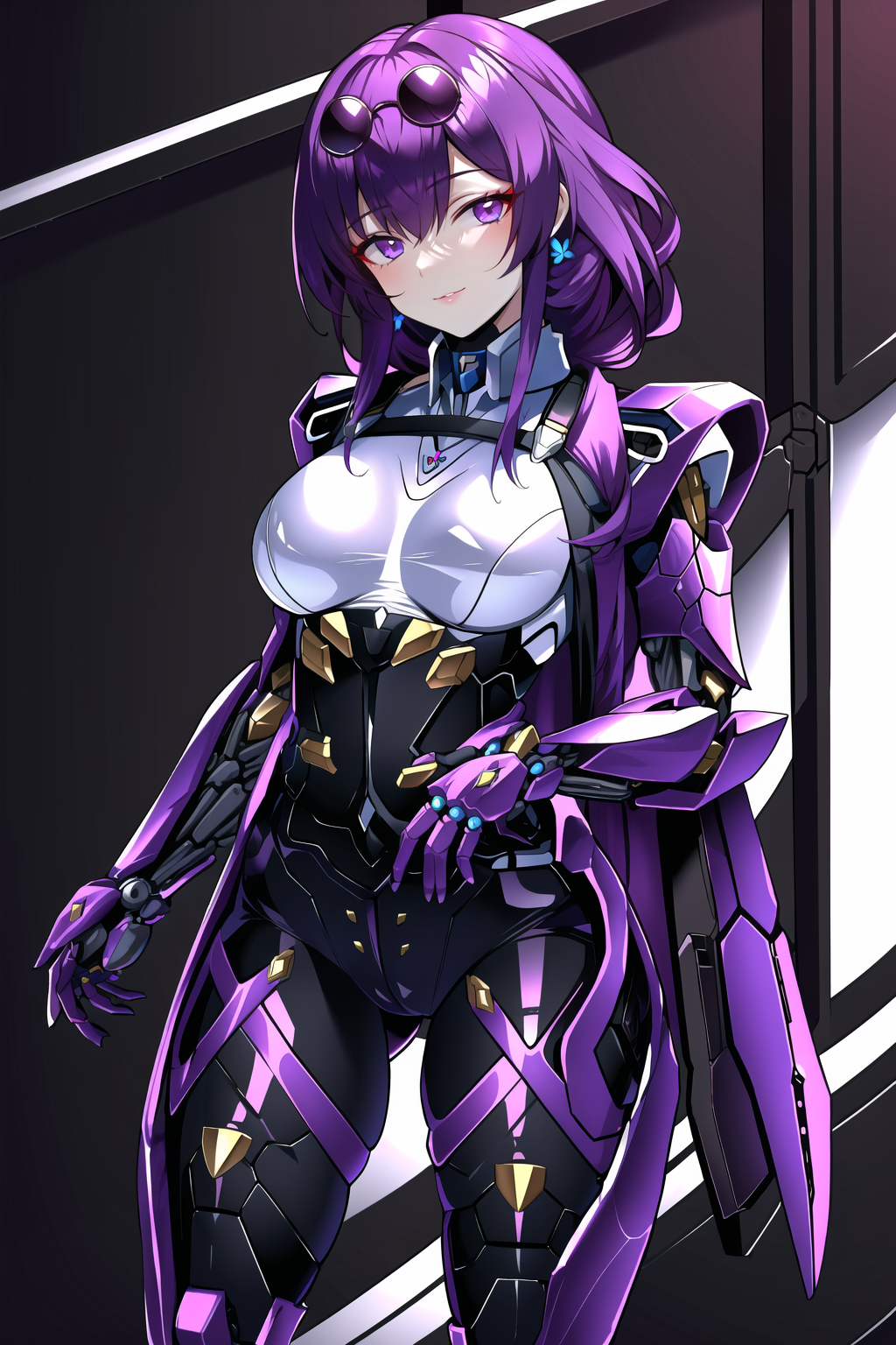 3978532386-2336314239-kafka _(honkai_ star rail_) , 1girl, mecha musume, ass visible through thighs, black jacket, blush, breasts, eyewear on head, ar.png